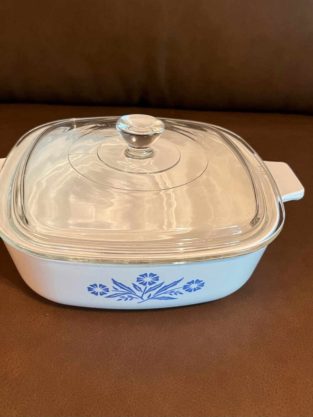 Vtg Corning Ware Blue Sunflower Pattern P-1-B 1 Qt Casserole Dish w/ Glass Lid